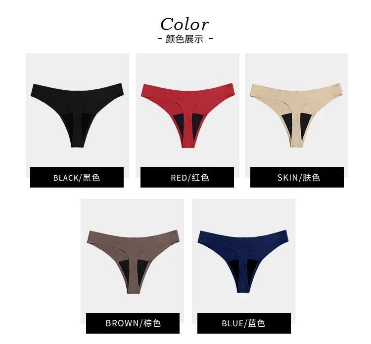 New Design Seamless Low Waist Leak Proof 4 Layer Menstrual Panties Washable Light Flow Period Panties For Women Thong