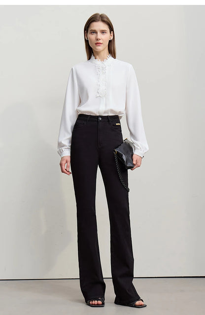 Amii Flared Jeans Autumn 2026 New Commuter Style Casual Versatile Women's Pants Solid Color Denim Trousers For Women 12621032