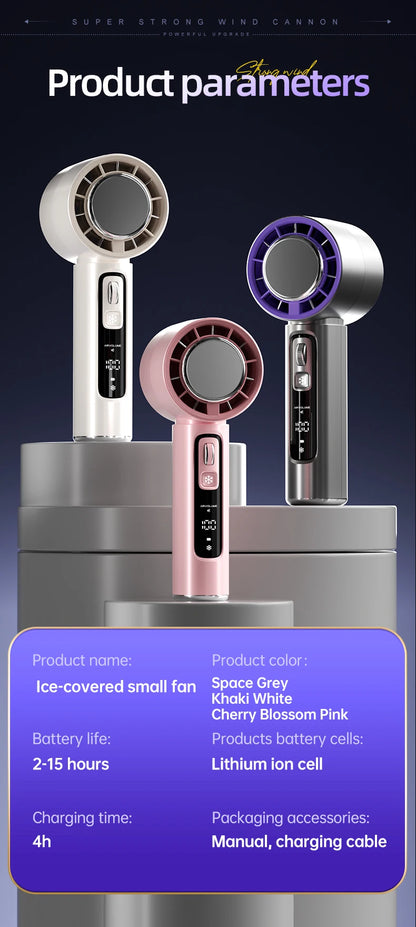 Portable Handheld Turbo Fan 100 Wind Speeds Adjustable Mini Personal Fan Battery Operated Electric Eyelash Fan