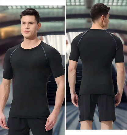 Compression Running Shirt - Men's Tight Short Sleeve Tee | Quick Drying Gym Sportswear