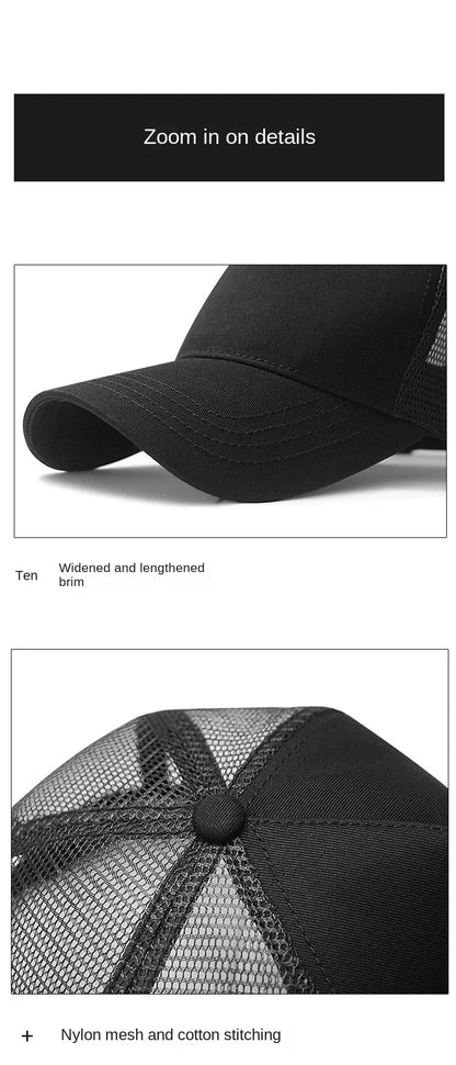 Big Head Man Large Size Mesh Baseball Hats Outdoors Plus Size Sport Caps Dad Oversize Trucker Cap 56-61cm 62-66cm