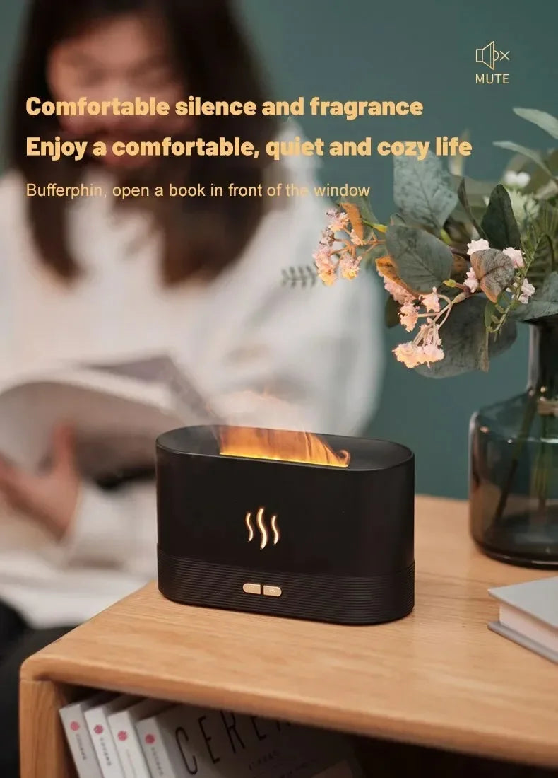 LED Ultrasonic Humidifier with Colorful Flame and Essential Oil Diffuser - ZOOMNSTORE