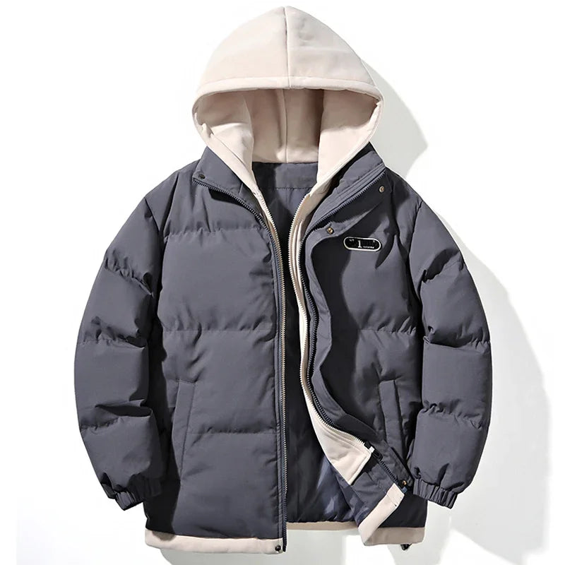 Winter Fake Two Piece Parkas Man Thick Padded Jacket for Men Rascal Handsome Coat Men's Winter Warm Cotton Padded Puffer Jacket