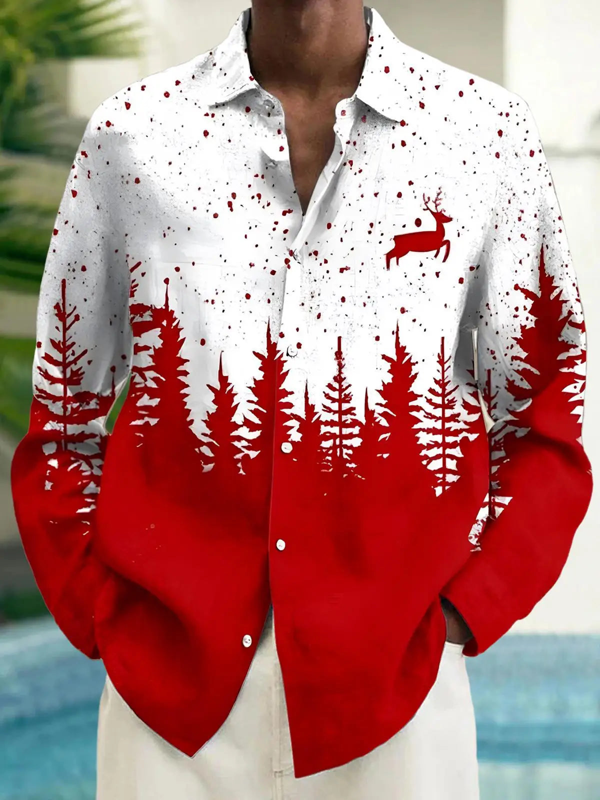 Men's shirts, button down shirts, casual shirts, spring and summer, printed long sleeves, daily, fashionable, comfortable