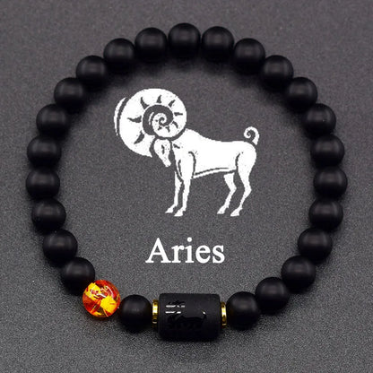 12 Zodiac Constellation Signs Bracelets for Men Women Real Natural Tiger Eye Stone Bead Bracelet Leo Taurus Charm Couple Jewelry