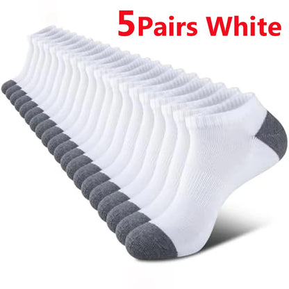 5 Pairs Ankle Running Socks Men Solid Sweat Absorbing Short Socks Comfortable Breathable Low Cut Sport Socks