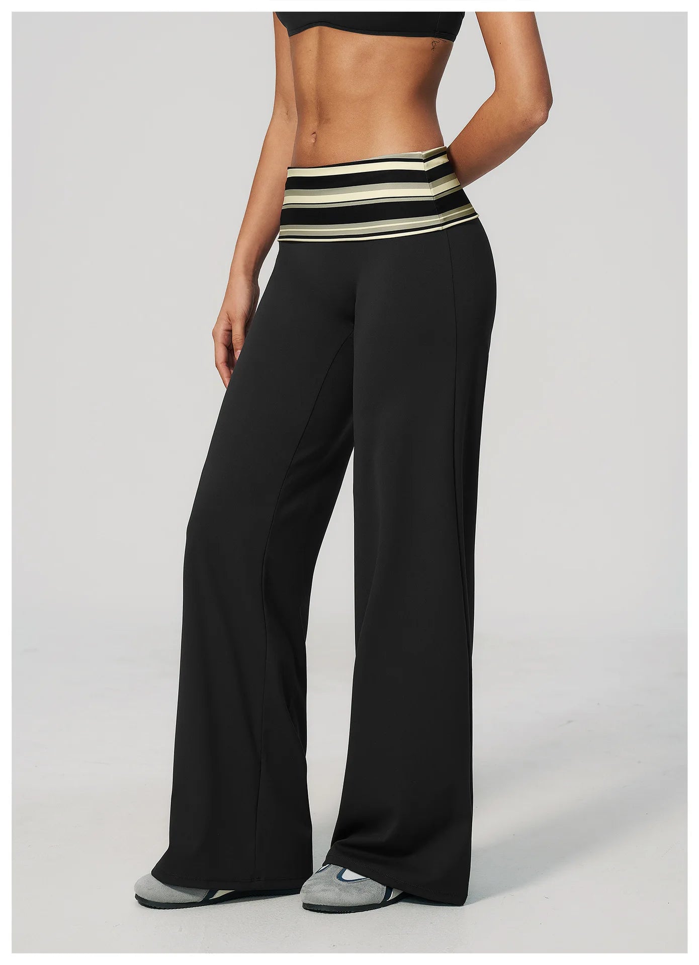 Women's Wide Leg Yoga Pants Breathable Sports Fitness Bell-bottoms High Waist Striped Yoga Pants Polka Dot Workout Flared Pants