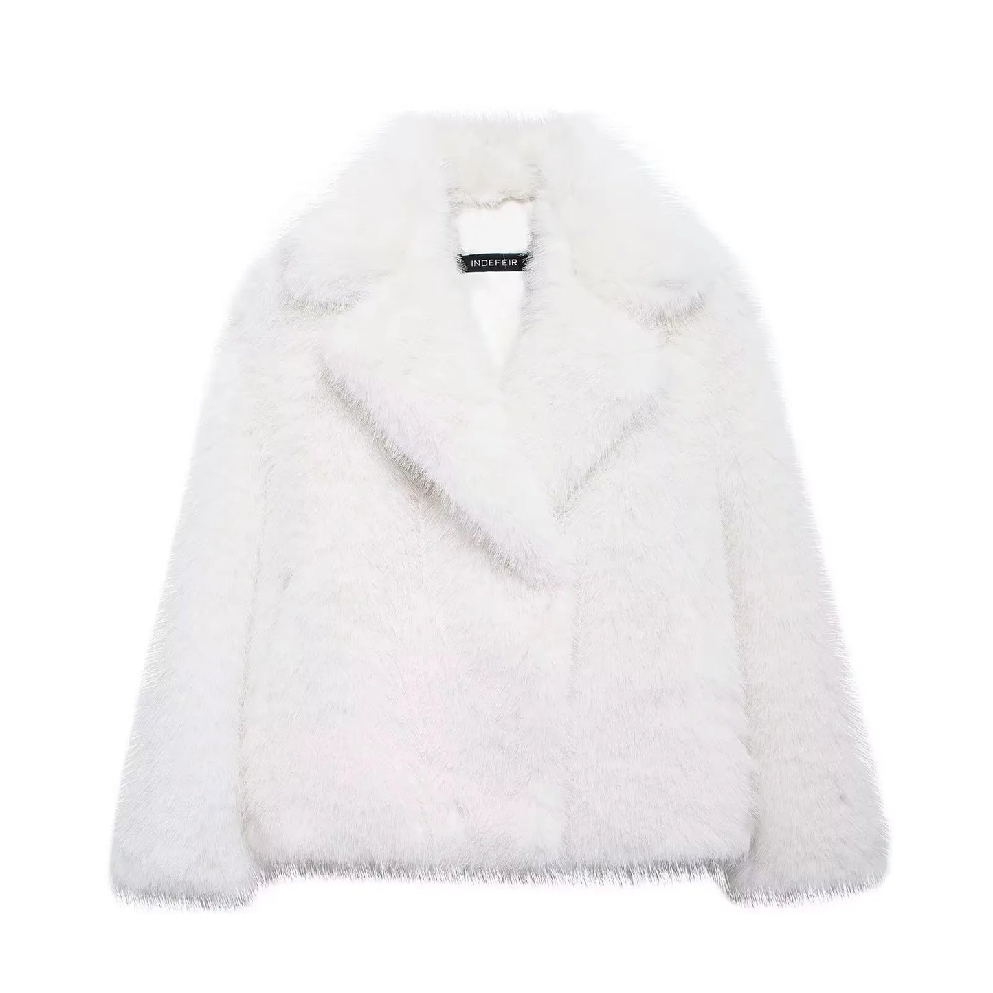 Faux Fur Coat Women’s Winter Jacket – Warm Fluffy Loose Lapel Outerwear