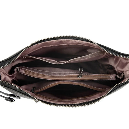 Pu Leather Handbag | Casual Female Tote With Interior Zipper Pocket & No Zipper Closure