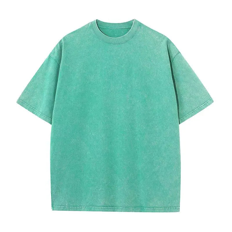 Retro Heavyweight T-Shirt - Solid Color Tee | Breathable Cotton Shirt, Short Sleeve Casual Top