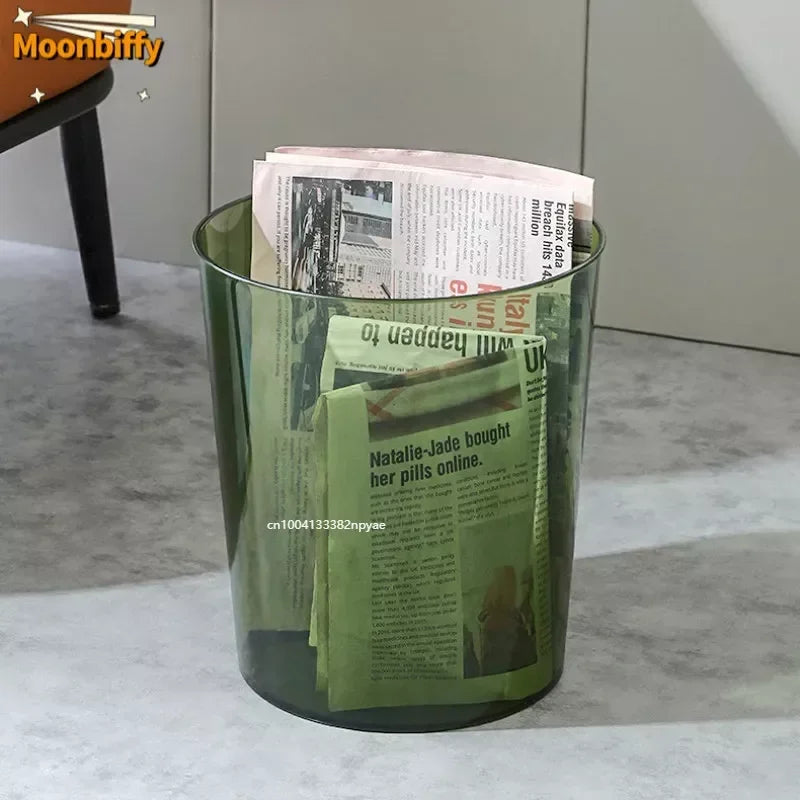 Transparent Trash Can - Nordic Style Garbage Bin for Home  Office