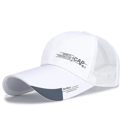 Mens Hat For Fish Outdoor Sports Cap Fashion Line Baseball Cap Mesh Breathable Snapback Hat Long Visor Brim Cap Bone Casquette
