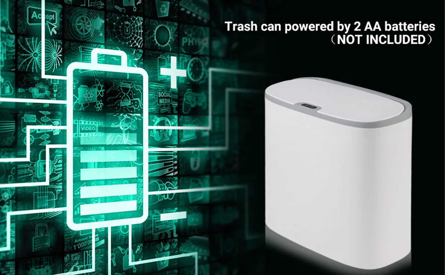 Touchless Motion Sensor Trash Can - Automatic Waterproof Slim Garbage Bin for Bathroom and Kitchen