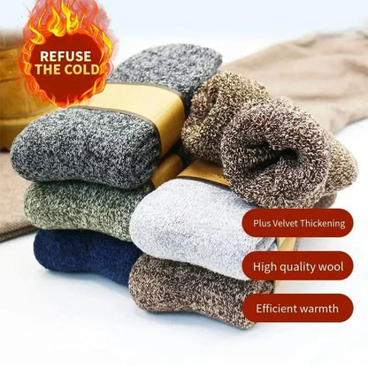 Mens Winter Merino Wool Socks - Thick Warm Cashmere 3 Pair Set - ZOOMNSTORE