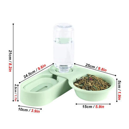 Pet Rabbit Chinchilla Guinea Pig Food Bowl Auto Feeder All-in-One Splice Food Bowl Drinking Fountain Raised Standing Dish Bowl