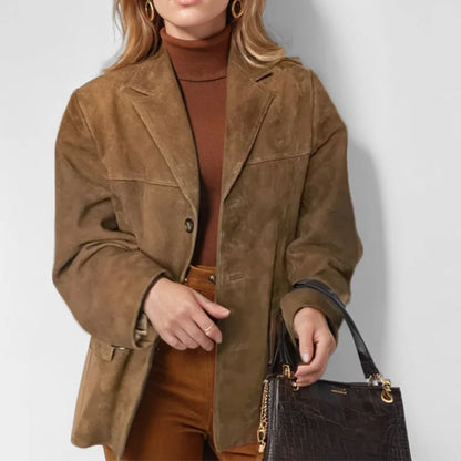 Women Autumn Jacket - Casual Single Breasted Lapel Collar Coat With Button Decoration