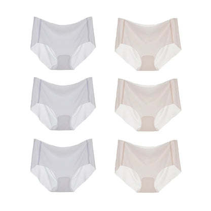 6PCS Summer Ice Silk Seamless Underwear Ladies Summer Ultra-thin Sense Quick-drying Pants Briefs Panties M-XL
