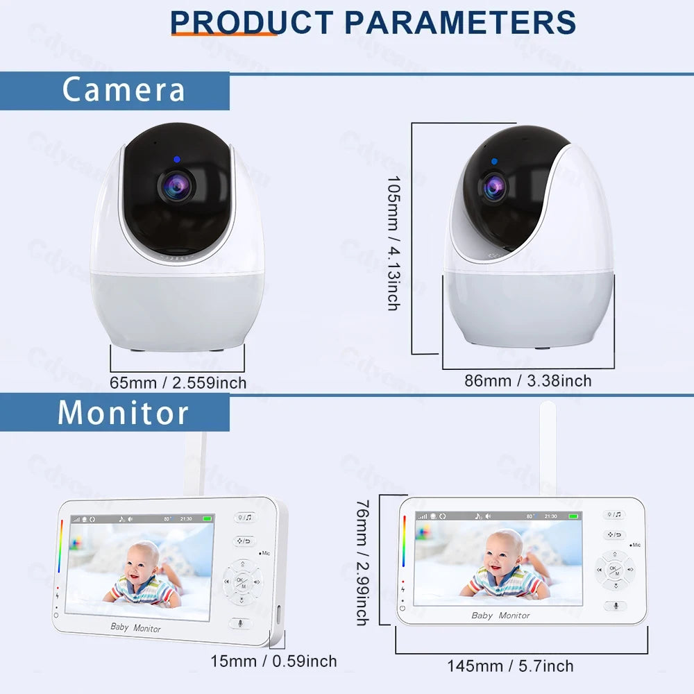 1080P HD WiFi Baby Monitor Phone APP Remote View 4.3" Nanny Night Light VOX HD Night Vision Lullabies Temperature Monitor Camera