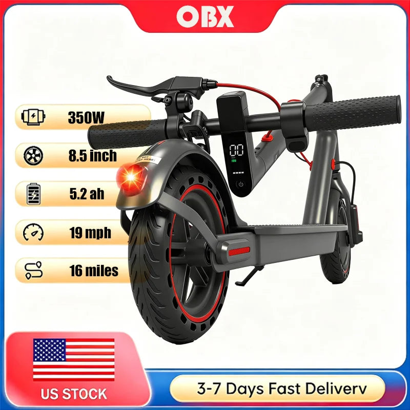 350W Electric Scooter for Adults 19mph Top Speed 21 Miles Max Range Foldable E-Scooter with 8.5'' Tires Double Shock System APP Control
