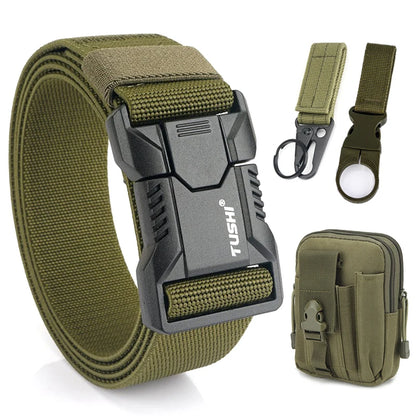 Tactical Outdoor Belt - Adjustable Elastic Waistband With Aluminum Alloy Buckle For Men