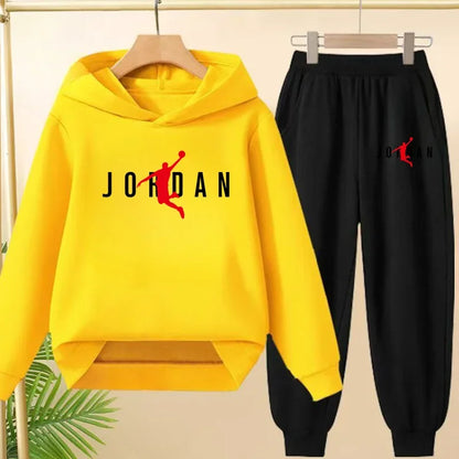 Children's Sportswear Set with Hoodie Sweatshirt And Long Pants Suitable for Kids Aged 3-13 Years Old for Engaging in Sports