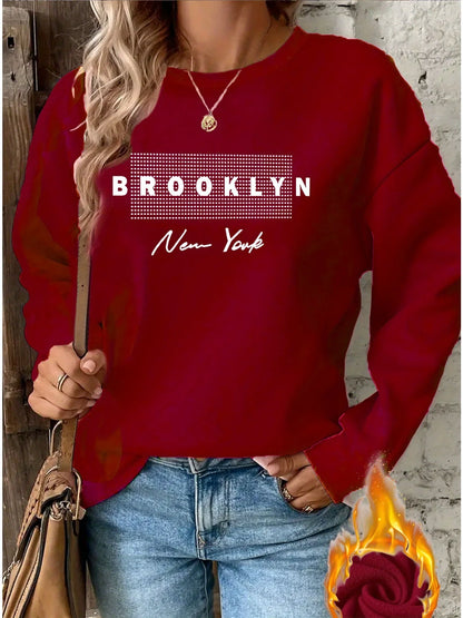 Women's Casual Heart Print Pullover Sweatshirt Geometric Design Long Sleeve Round Neck Machine Washable Regular Fit for Autum