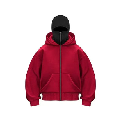 Men and Women Balaclava Y2K Gothic Harajuku Spring Autumn Winter New Item Double Hooded Sweatshirt Men Hooded Mask Zipper Jacket