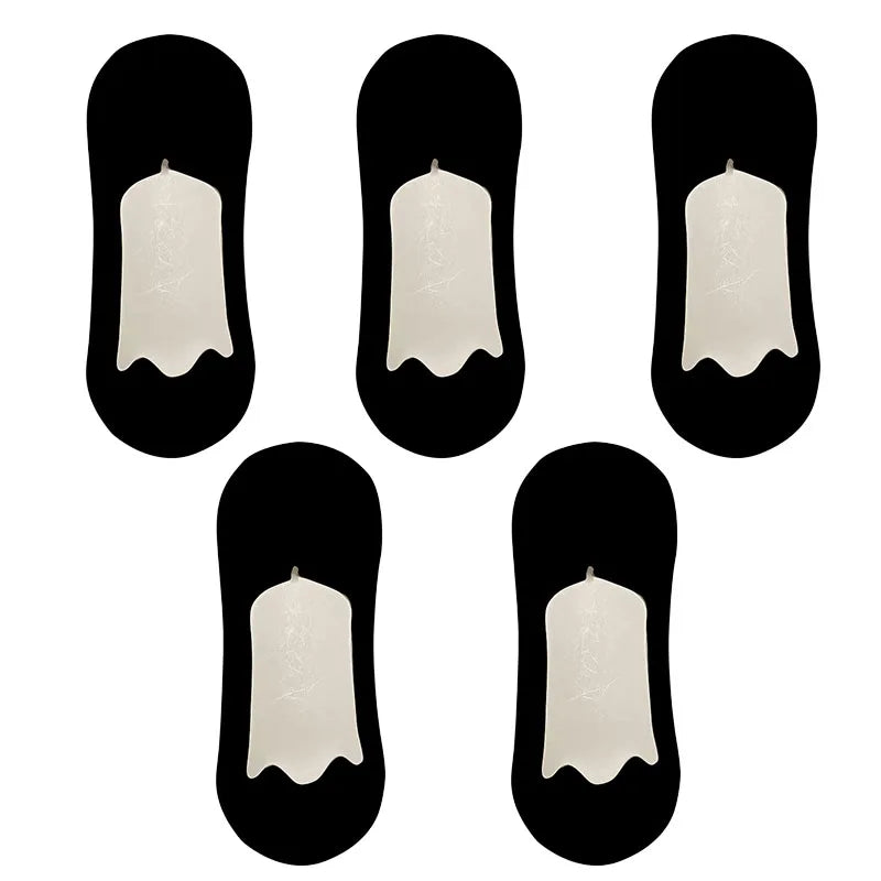 5pairs Men's Cotton Socks Summer Breathable Ultra-thin No Show Ice Silk Sock Silicone Non-slip Bottom Absorb Sweat Men Boat Sock