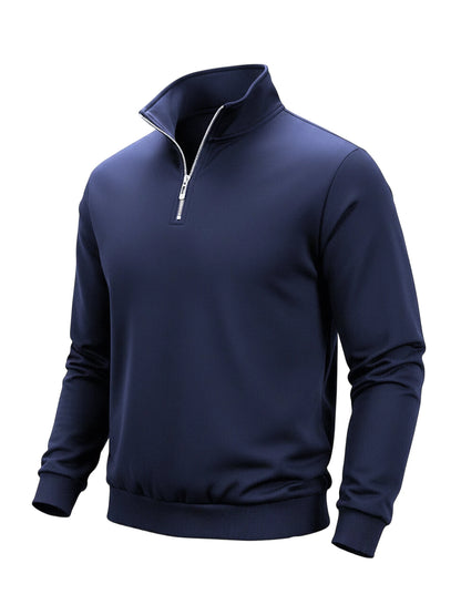Spring Autumn Men's Half Zipper Sweatshirts Solid Color Turtleneck Pullover Sweaters Men Outdoor Long Sleeve Top Streetwear