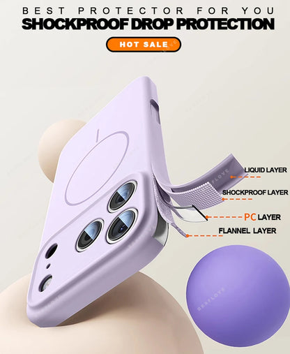 Liquid Silicone Magnetic Phone Case - iPhone 16E1112131617 Pro Max  Air 151416 Plus MagSafe Cover - ZOOMNSTORE
