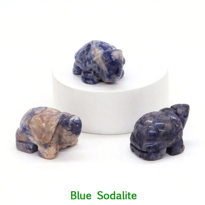 1.2" Mini Natural Crystal Stone Turtle Statue Reiki Healing Tortoise Figurine Amulet Fengshui Sculpture for Home Office Decor