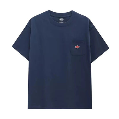 2025 Summer Men Women's Pure Cotton Embroidery T-Shirt Short Sleeve Tees Simple Solid Pocket Fashion Brand Casual Tops