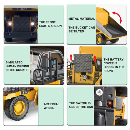 Remote Control Excavator Dump Truck - RC Alloy Plastic Construction Toy for Kids - ZOOMNSTORE