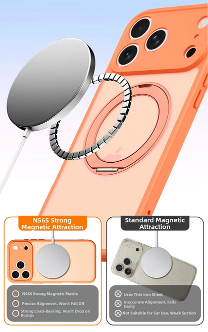 360 Rotating Magnetic Stand Case for iPhone 17 15 14 13 16 Pro Max Air for Magsafe Stress Relief Ring Holder Full Lens Cover