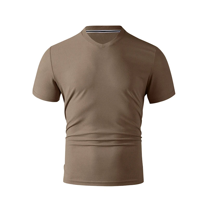 Men's V-Neck T-Shirt - Casual Summer Breathable Short Sleeve Tee, Lightweight Top