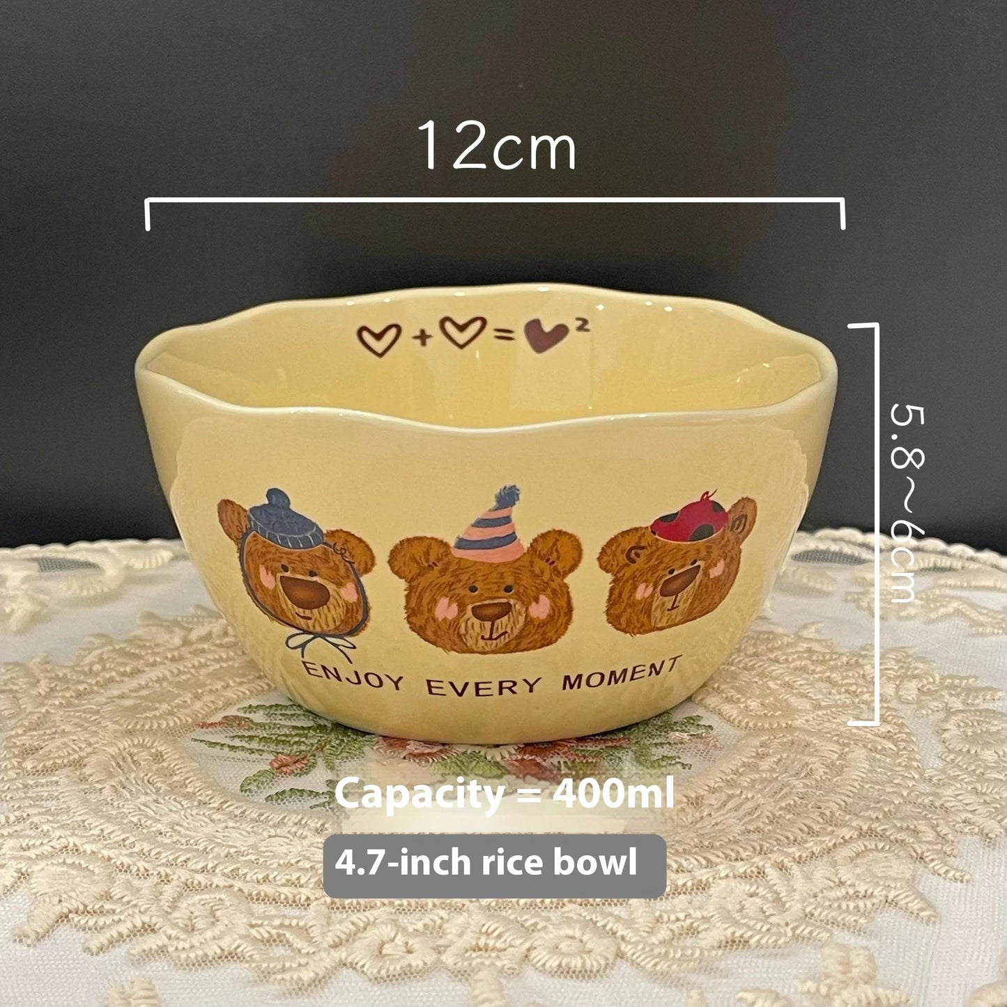 Korean Three Little Bear Cartoon Bowls - Cute Ceramic Tableware Set