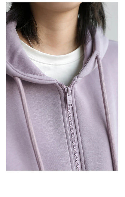 CHIC VEN Women Sweatshirts Hoodies Solid Loose Casual Hooded Female Tops Lady Coat Medium Length Overcoat Spring Autumn 2025