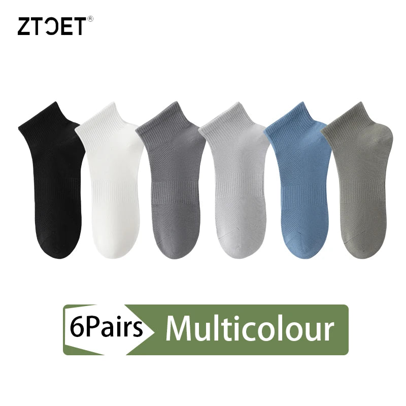 High Quality 6Pairs Men Socks Short Combed Cotton Mesh Breathable Odor proof and antibacterial Spring Summer for Male sock New