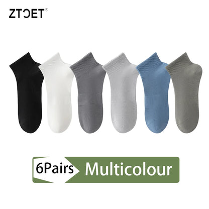 High Quality 6Pairs Men Socks Short Combed Cotton Mesh Breathable Odor proof and antibacterial Spring Summer for Male sock New