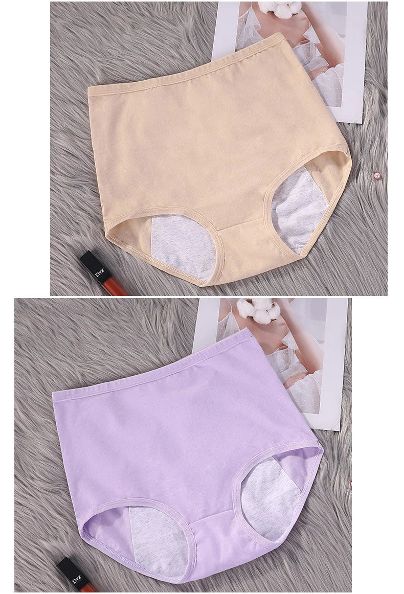 3pcs Girl Menstrual Panties Women's Physiological Briefs Ladies Period Leak Proof Panty High Waist Cotton Underwear