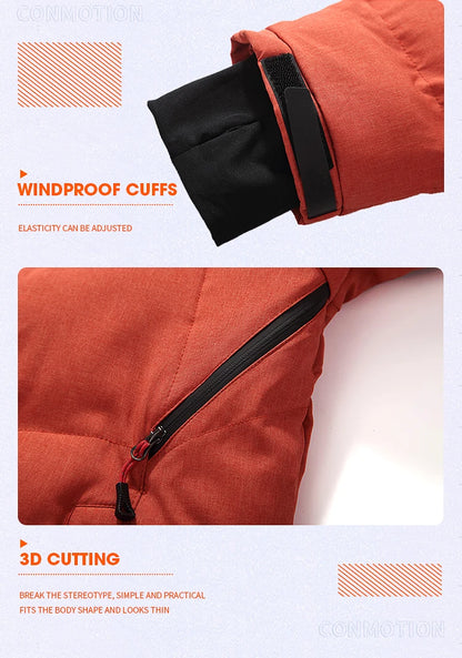 Down Jacket Men White Duck Winter Coat Windproof Warm Parkas Travel Camping Overcoat New in Thicken Solid Color Hooded Clothing