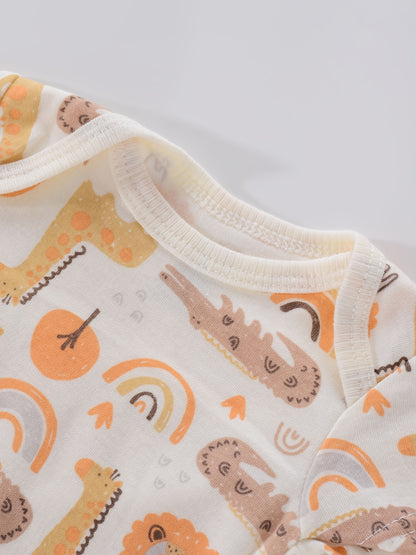 Baby Romper Onesies - Newborn Infant Bodysuit Set With Cartoon Animal Print