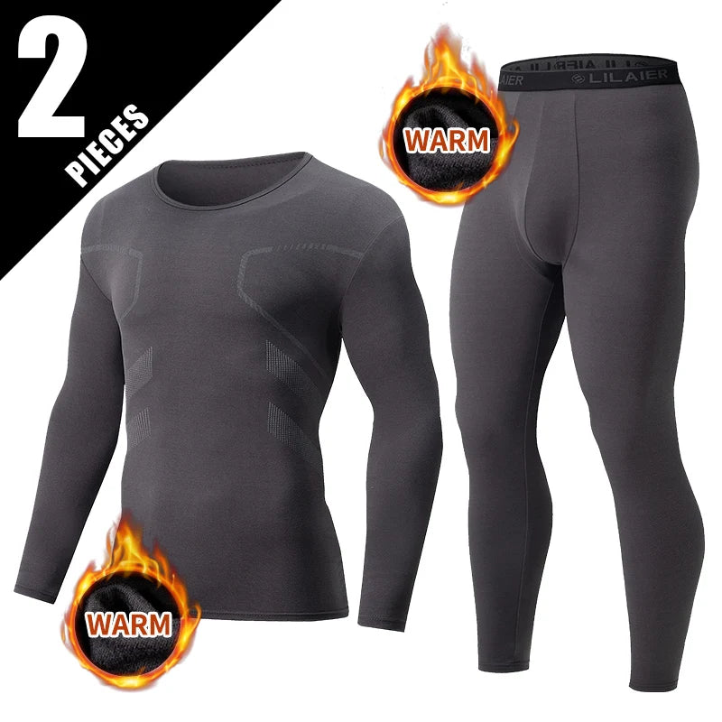 Men's Autumn/Winter Warm Underwear Set Solid Color Multi Color Round Neck Long Sleeve Top Letter Elastic Waist Casual Pants