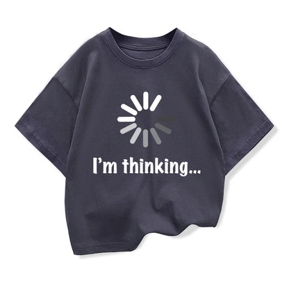 Kids T-shirt High Quality Cotton Funny I‘m Thinking Printed Casual Loose Boys Streetwear Cool T Shirt O-neck Kids Tops Tees