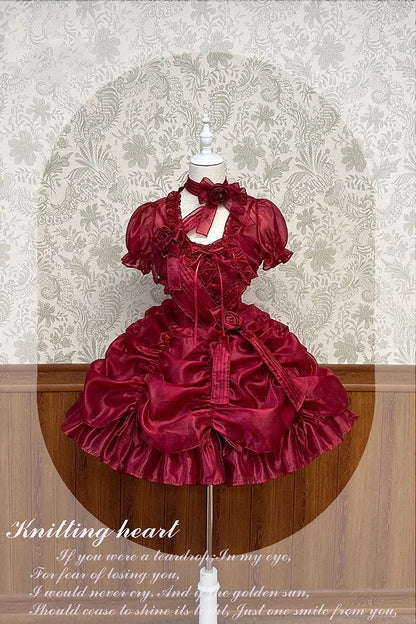 Lolita Women Summer Crop Blouse  Y2k  Sweet Bandage JK Blusas Capes Cosplay Harajuku Ruffled Puff Sleeve Shirt Kawaii Mujer