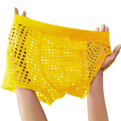 Hot Sale Men's Mesh Boxer Shorts Large Net Design Comfortable European Style Underpants