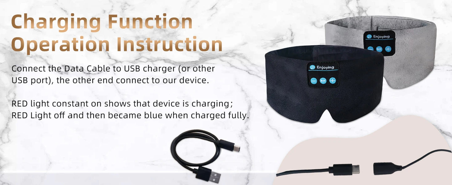 Soft Bluetooth Sleep Mask Wireless Headphones for Sleep Travel Meditation Side Sleeper Blackout Eye Mask Washable Adjustable