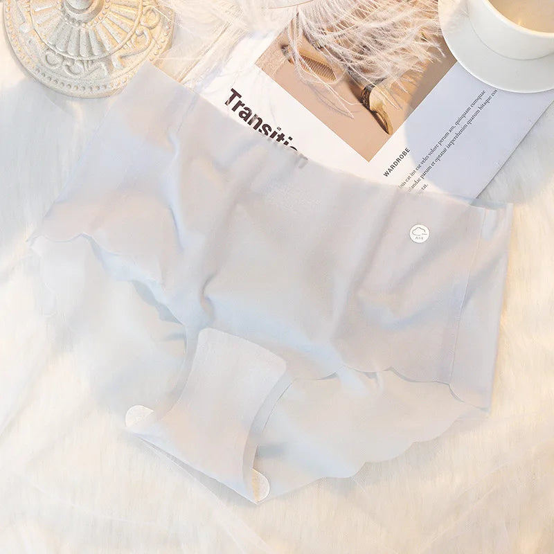 6PCS Women Summer Seamless Thin Underwear Panties Ultra-thin Briefs Ice Silk Ladies High Quality Breathable Underpants Lingerie