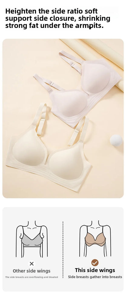 Plus Size Push Up Bra - Wireless Seamless Women Bra with Rear Hook & Beauty Back