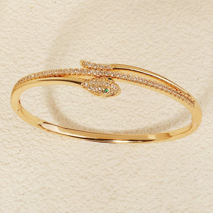 Europe and America Classic Snake Bracelet For Women Stainless Steel Zirconia Nail Bangle Trendy Jewelry Summer